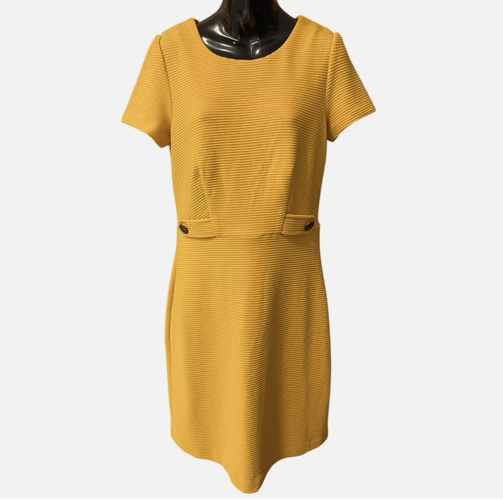 Boden Mustard Yellow Ribbed Dress